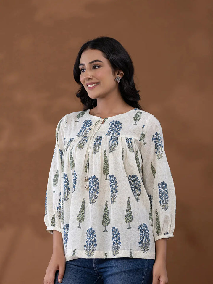 Cotton Printed Top-Yufta Store-7130TOPWHS