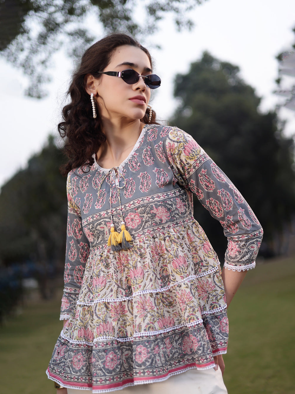 Cotton White Flare Top-Yufta Store-7388TOPWHS
