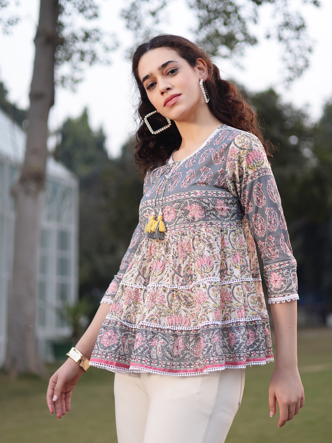 Cotton White Flare Top-Yufta Store-7388TOPWHS