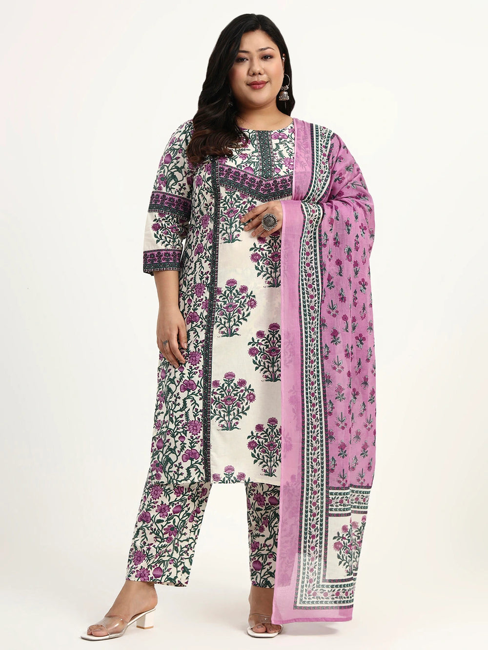 Cotton Yellow Kurta Dupatta Set (Plus Size)-Yufta Store-6496PSKDPR4XL