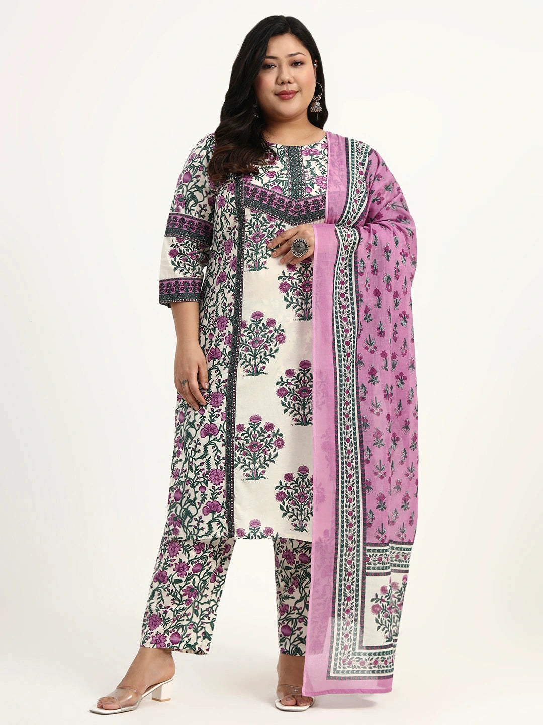 Cotton Yellow Kurta Dupatta Set (Plus Size)-Yufta Store-6496PSKDPR4XL