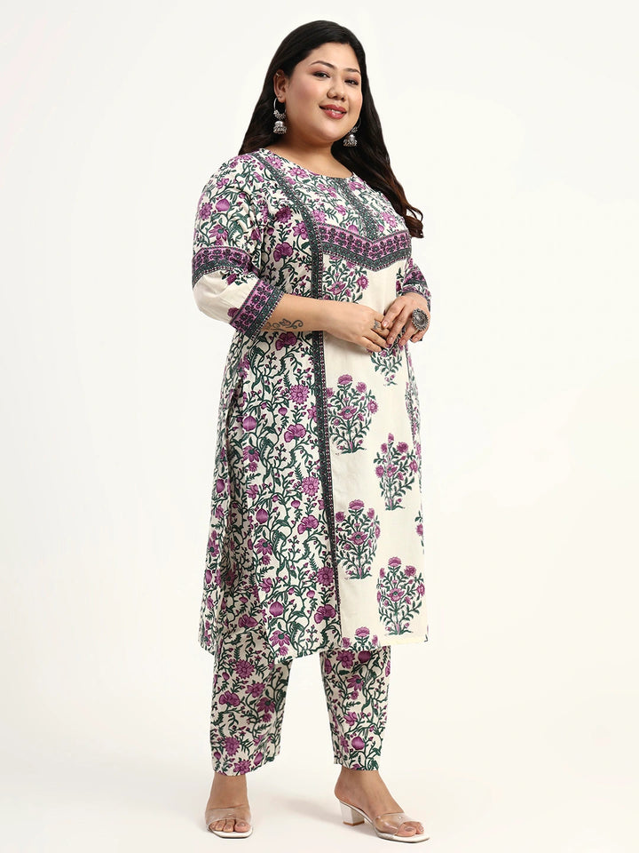 Cotton Yellow Kurta Dupatta Set (Plus Size)-Yufta Store-6496PSKDPR4XL