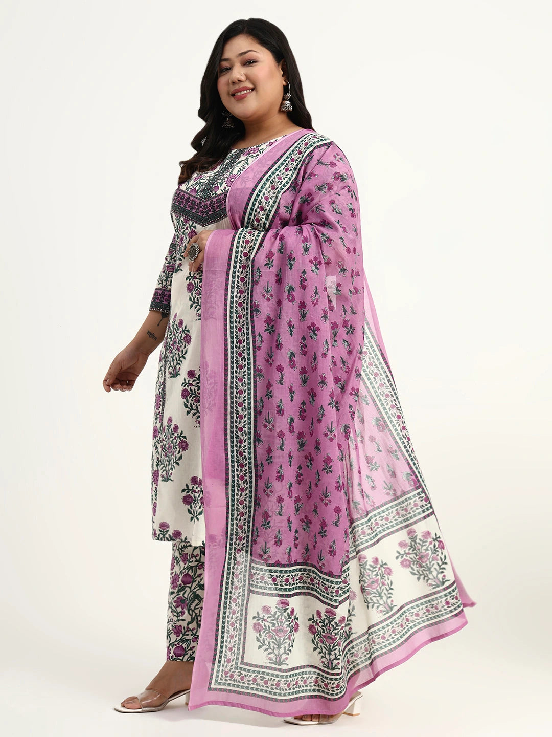 Cotton Yellow Kurta Dupatta Set (Plus Size)-Yufta Store-6496PSKDPR4XL