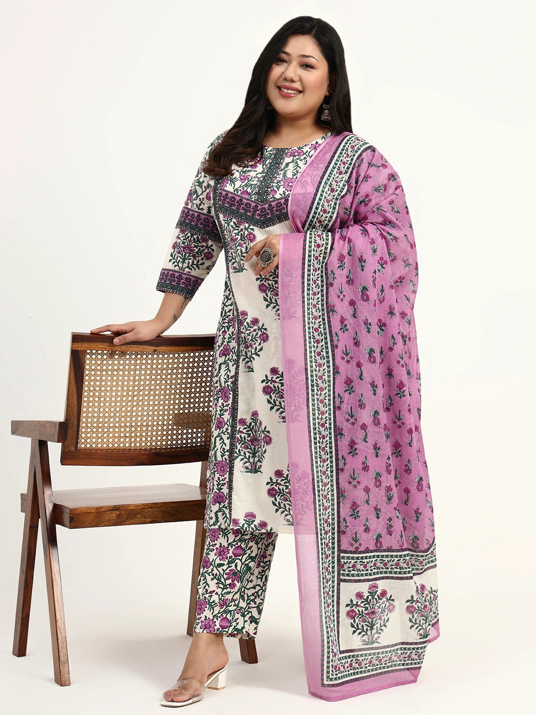 Cotton Yellow Kurta Dupatta Set (Plus Size)-Yufta Store-6496PSKDPR4XL