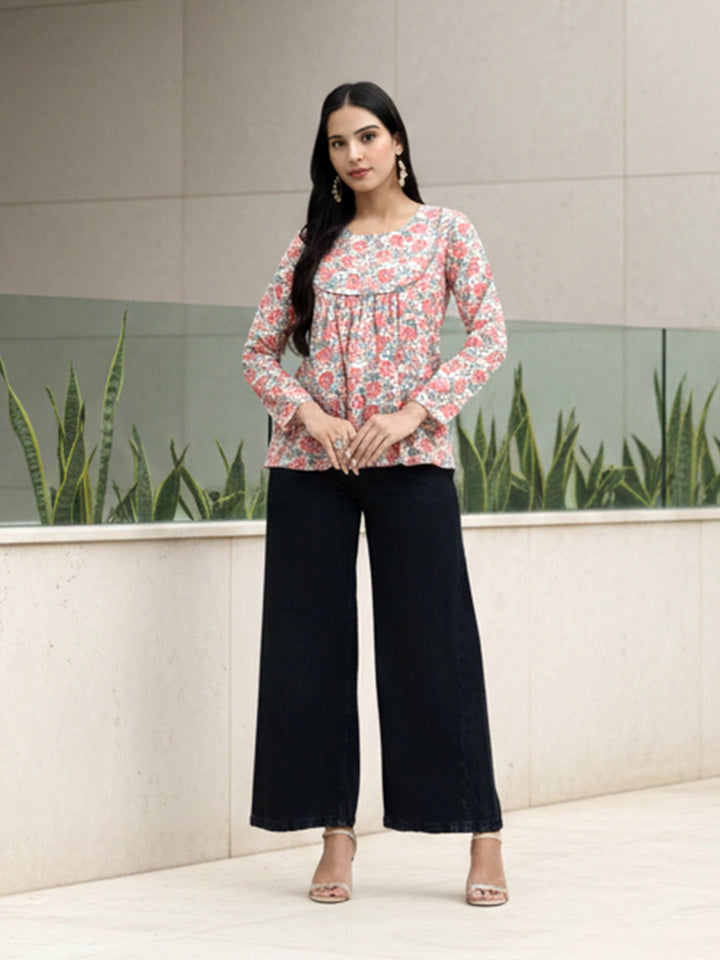 Cream Cotton Flare Top