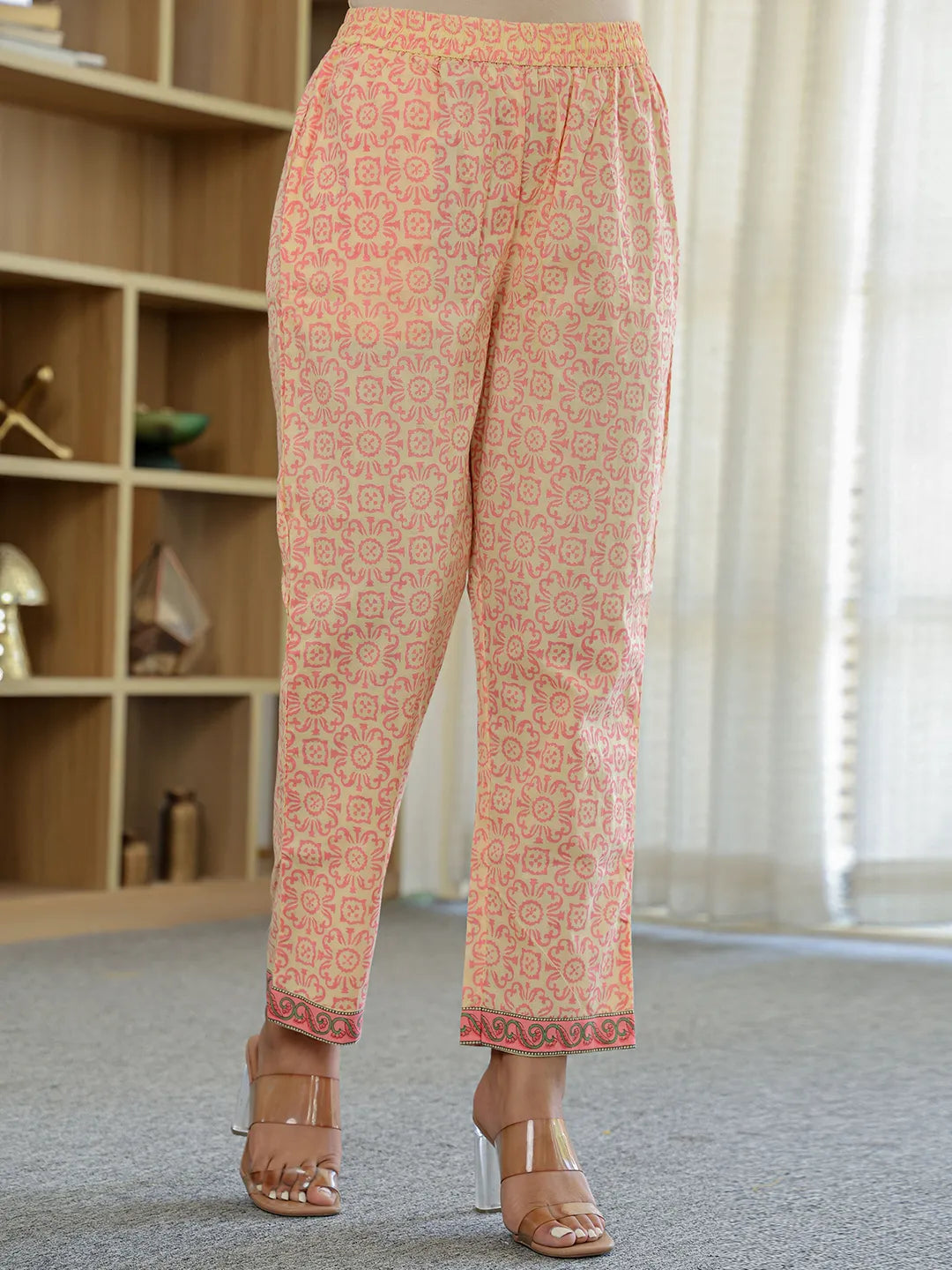 Cream Cotton Straight Ethnic Motifs Kurta Dupatta Set-Yufta Store-6236SKDCRM