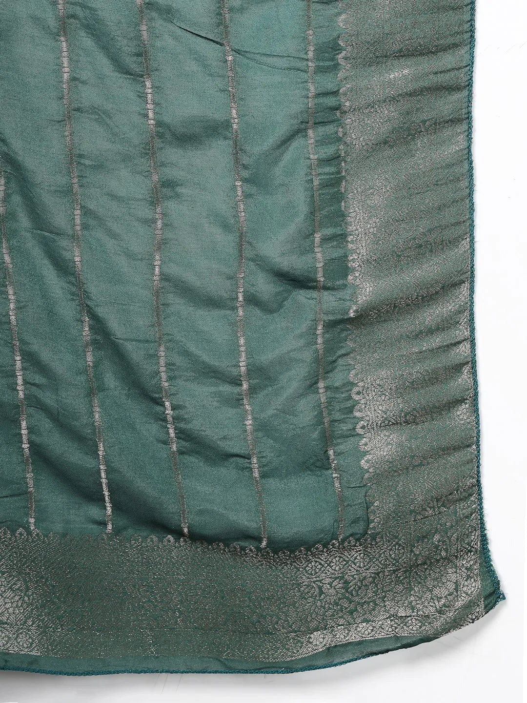 Cream Dori-Embroidery Straight Silk Blend Kurta Trouser Yellow And Green Dupatta Set-Yufta Store-6715SKDCRM