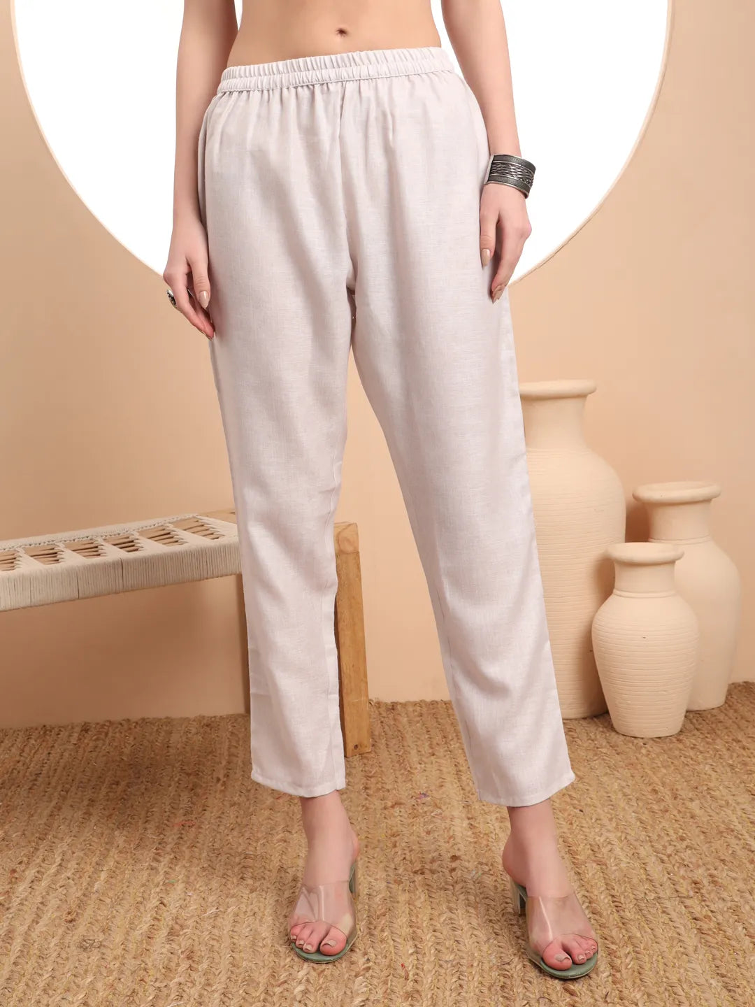 Cream Linen Cotton Straight Floral Tassels Work Kurta Dupatta Set-Yufta Store-6394SKDCRM