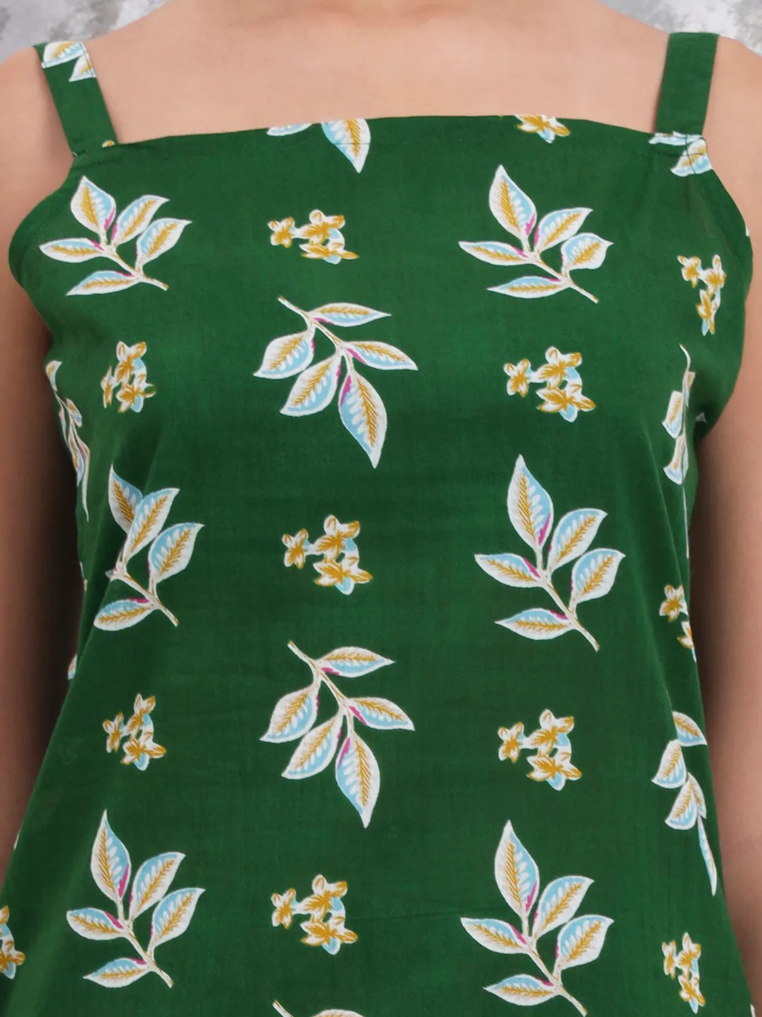 Green Cotton Sleeveless Kurta Palazoo Dupatta Set