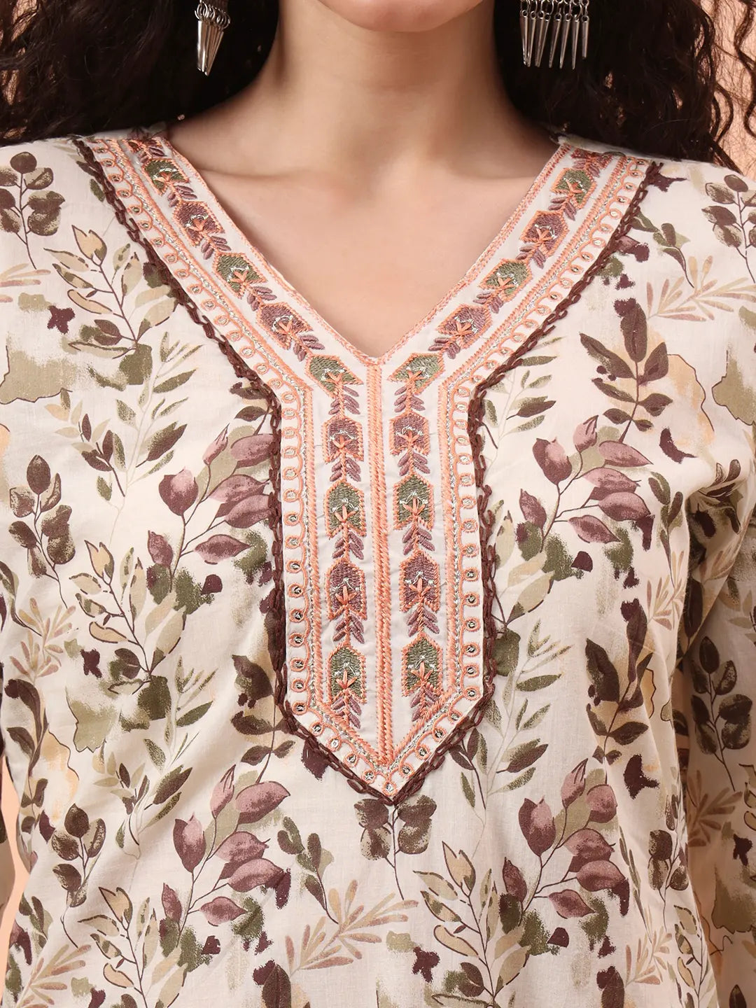 Green Straight Thared Work Kurta Trouser Dupatta Set-Yufta Store-6456SKDGRM