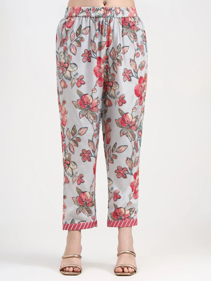 Grey Lensing Flare Kurta Dupatta Set