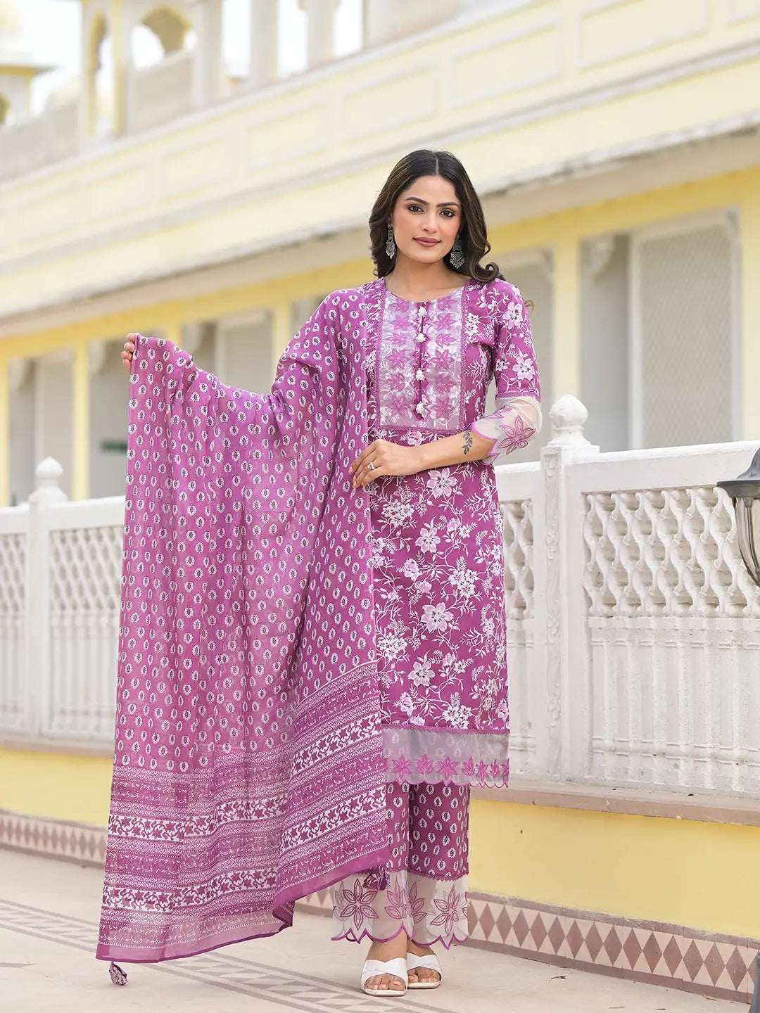 Tenue Kurta Dupatta Femme Pakistanaise Rose - Taille L, Manches Longues, Neuve Avec étiquettes