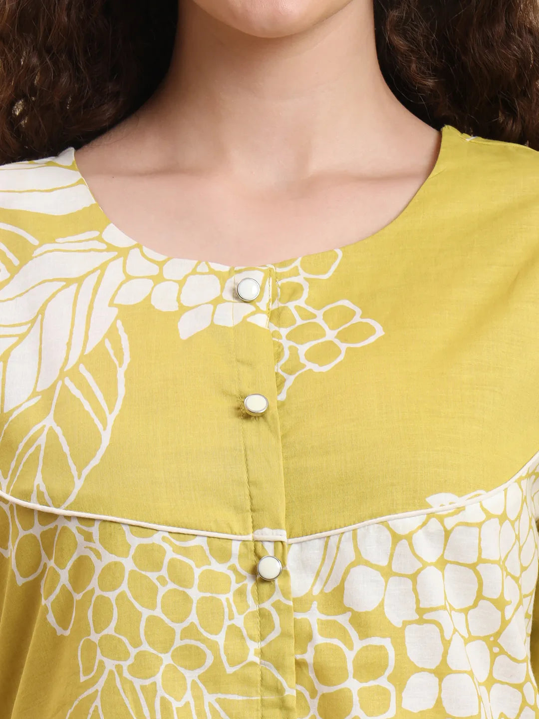 Lime Green Pure Cotton A Line Kurta Set