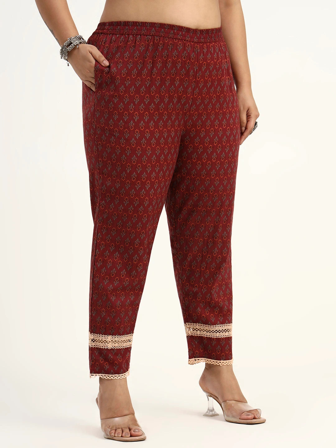 Maroon Cotton Straight Kurta Dupatta Set (Plus Size)-Yufta Store-1809PSKDMR3XL