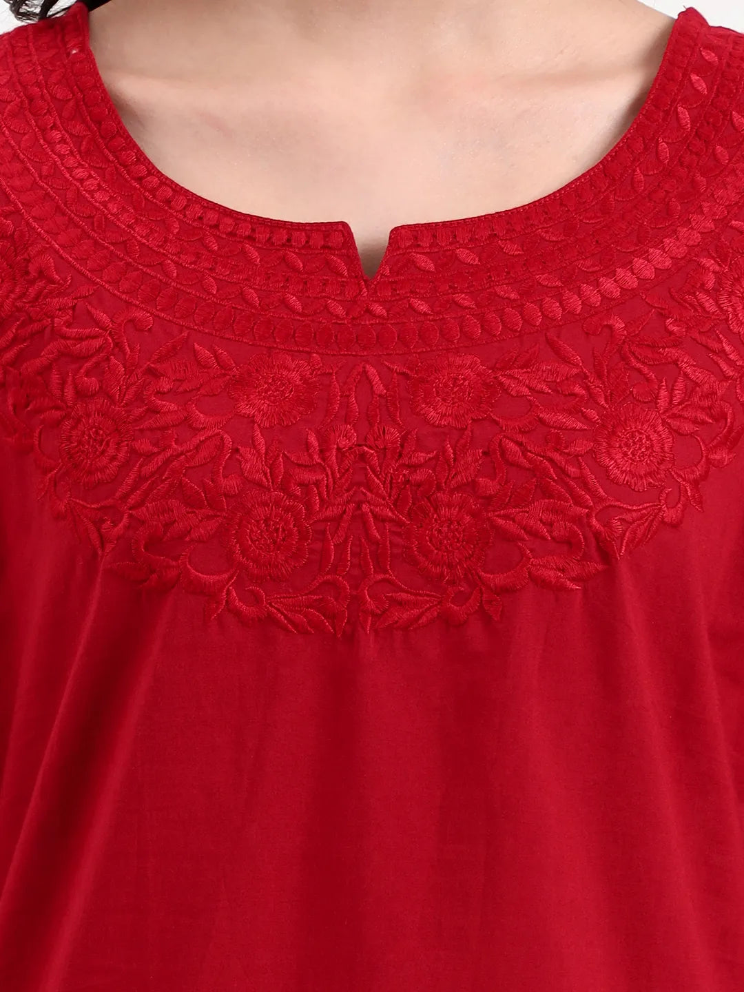 Maroon Cotton Straight Peplum Top-Yufta Store-6662TOPMRS