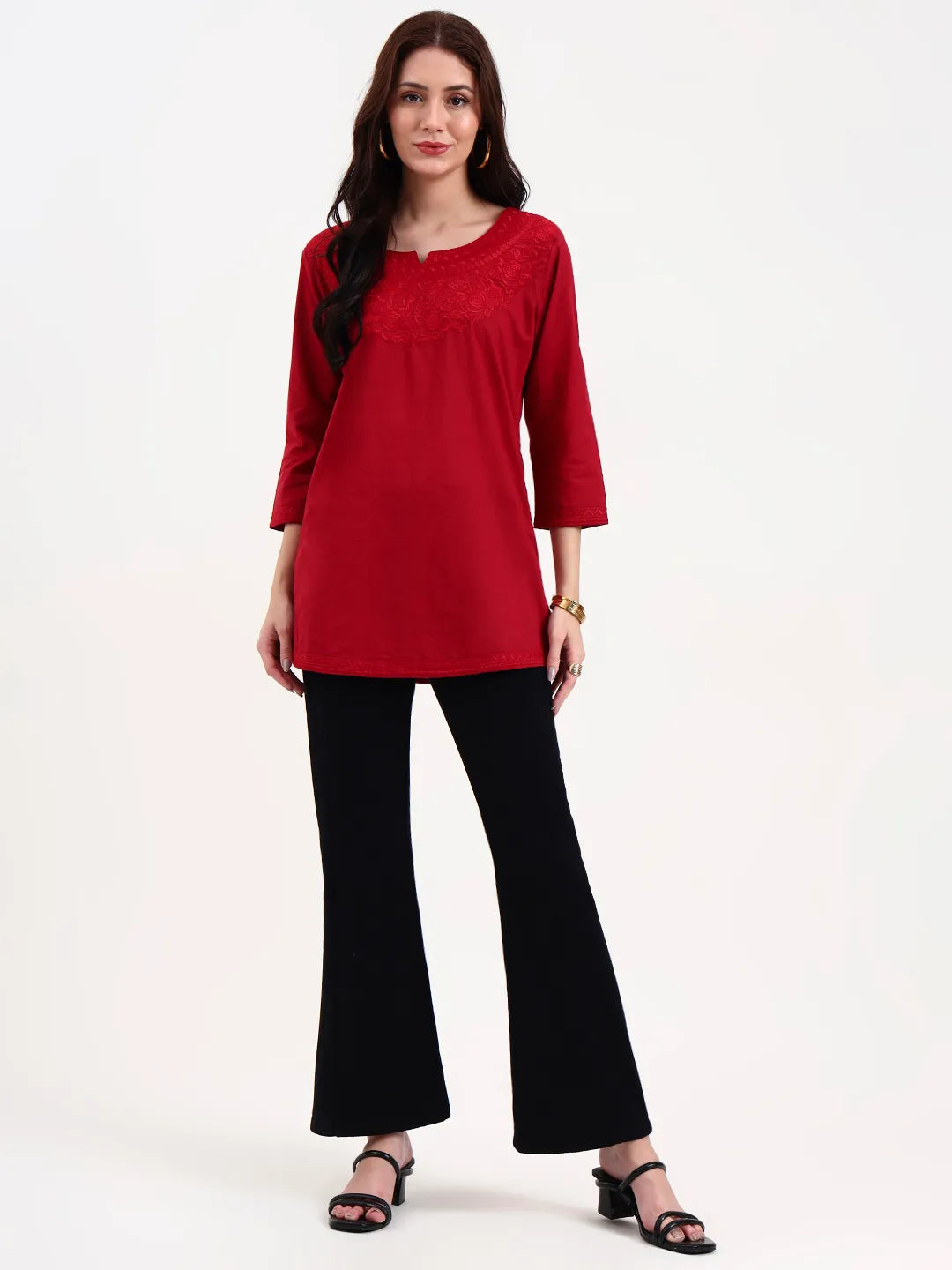 Maroon Cotton Straight Peplum Top-Yufta Store-6662TOPMRS