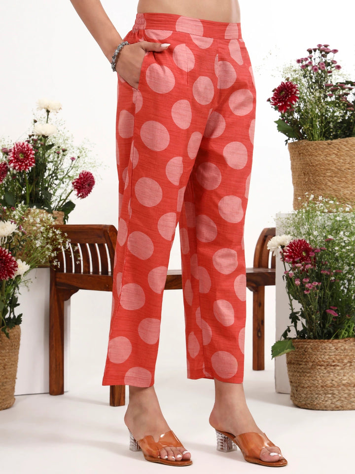 Maroon Polka Dot Printed Cotton Co-Ord Set-Yufta Store-7495CRDMRM