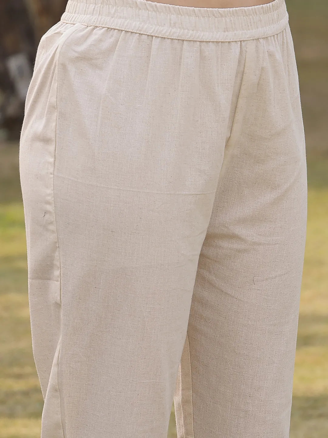 Military Green Floral Print linen A-Line Have A Lining Kurta Trouser Dupatta Set