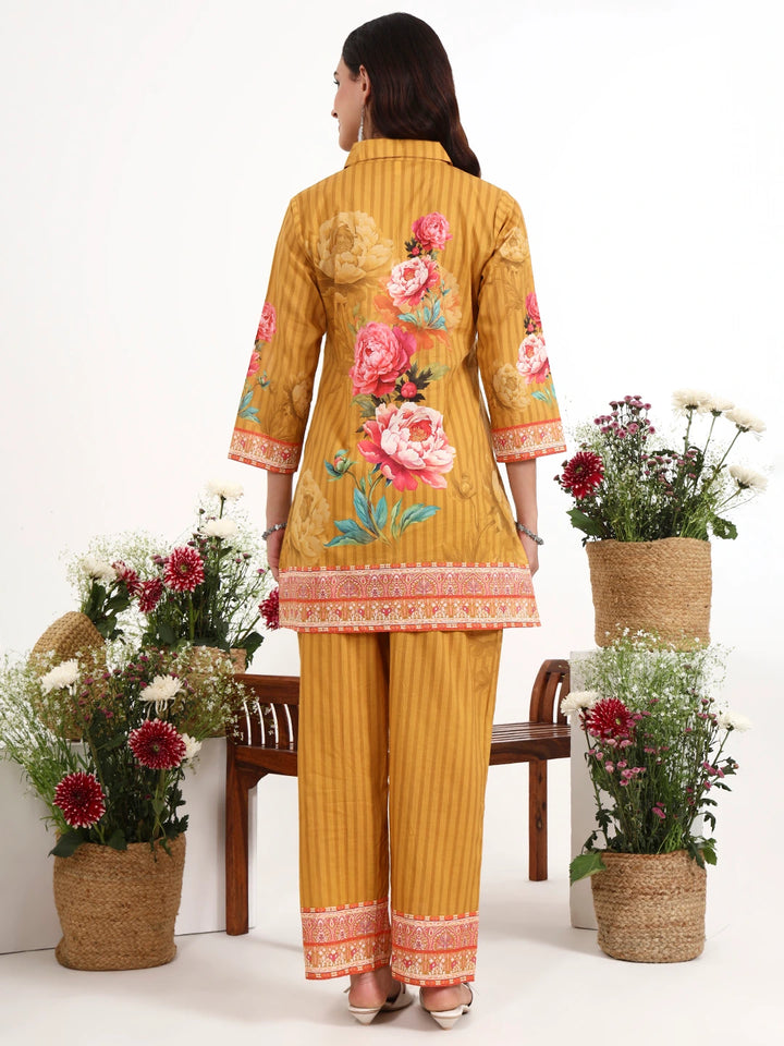 Mustard Printed Cotton Co-Ord Set-Yufta Store-7494CRDMSM