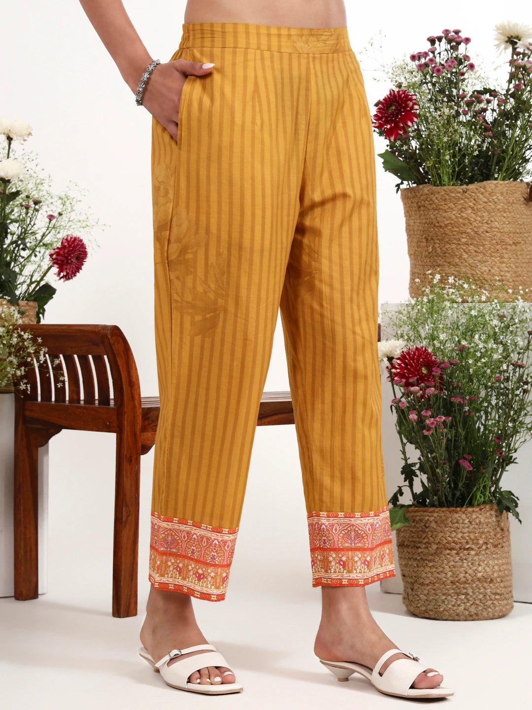 Mustard Printed Cotton Co-Ord Set-Yufta Store-7494CRDMSM
