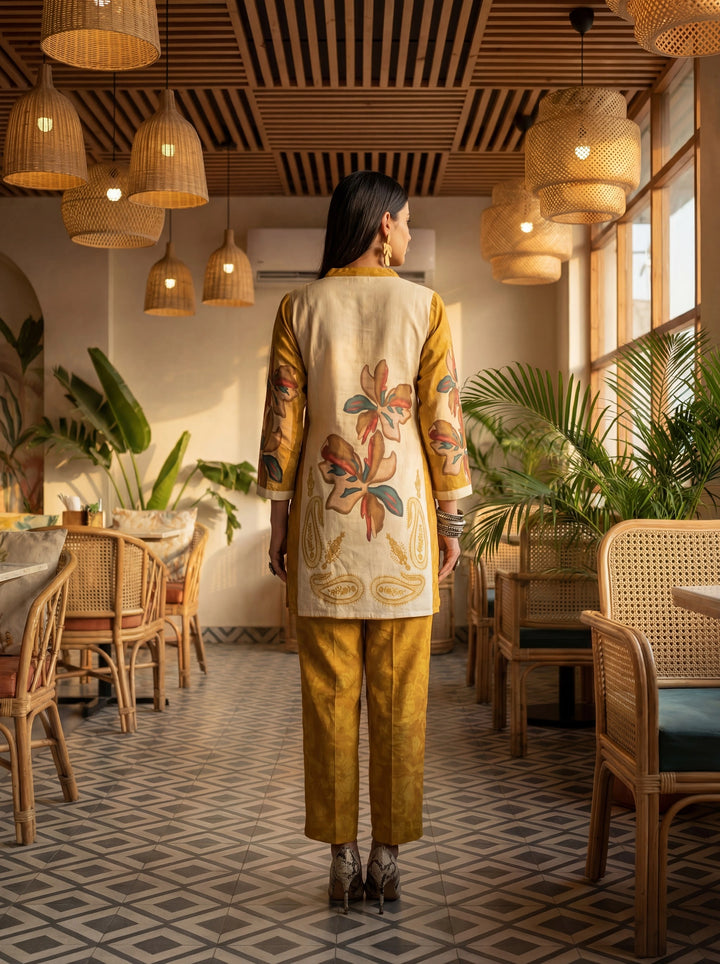 Mustard Printed Cotton Co-Ord Set-Yufta Store-7498CRDMSM