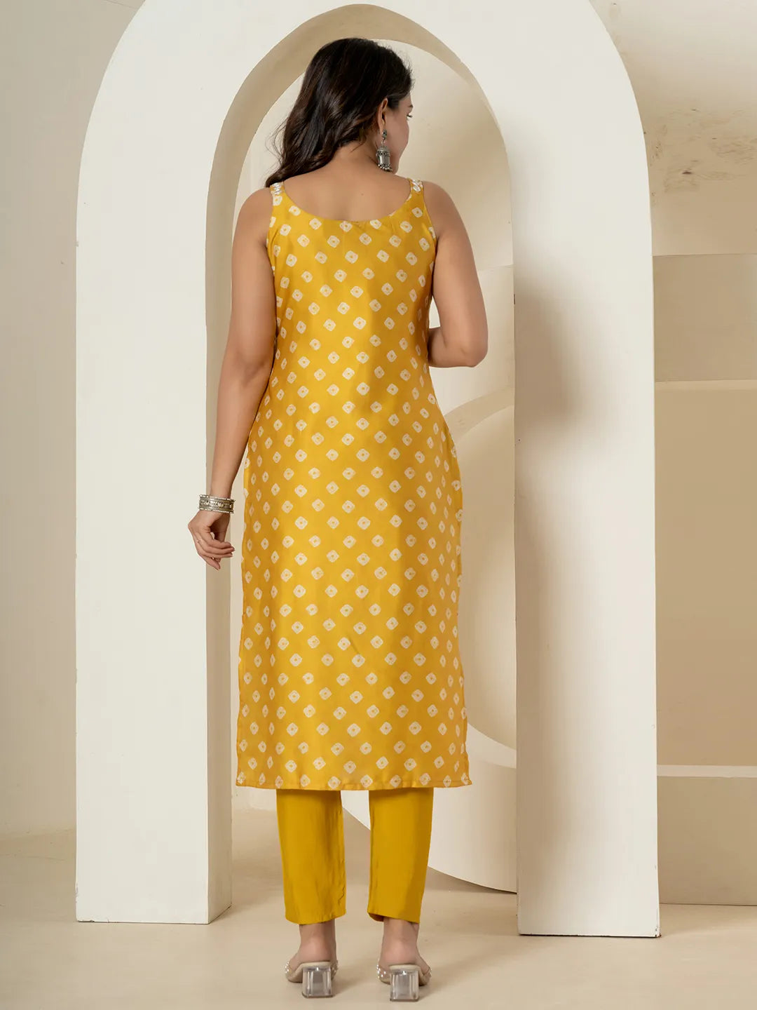 Mustard Silk Kurta Dupatta Pant Set-Yufta Store-7312SKDMSS