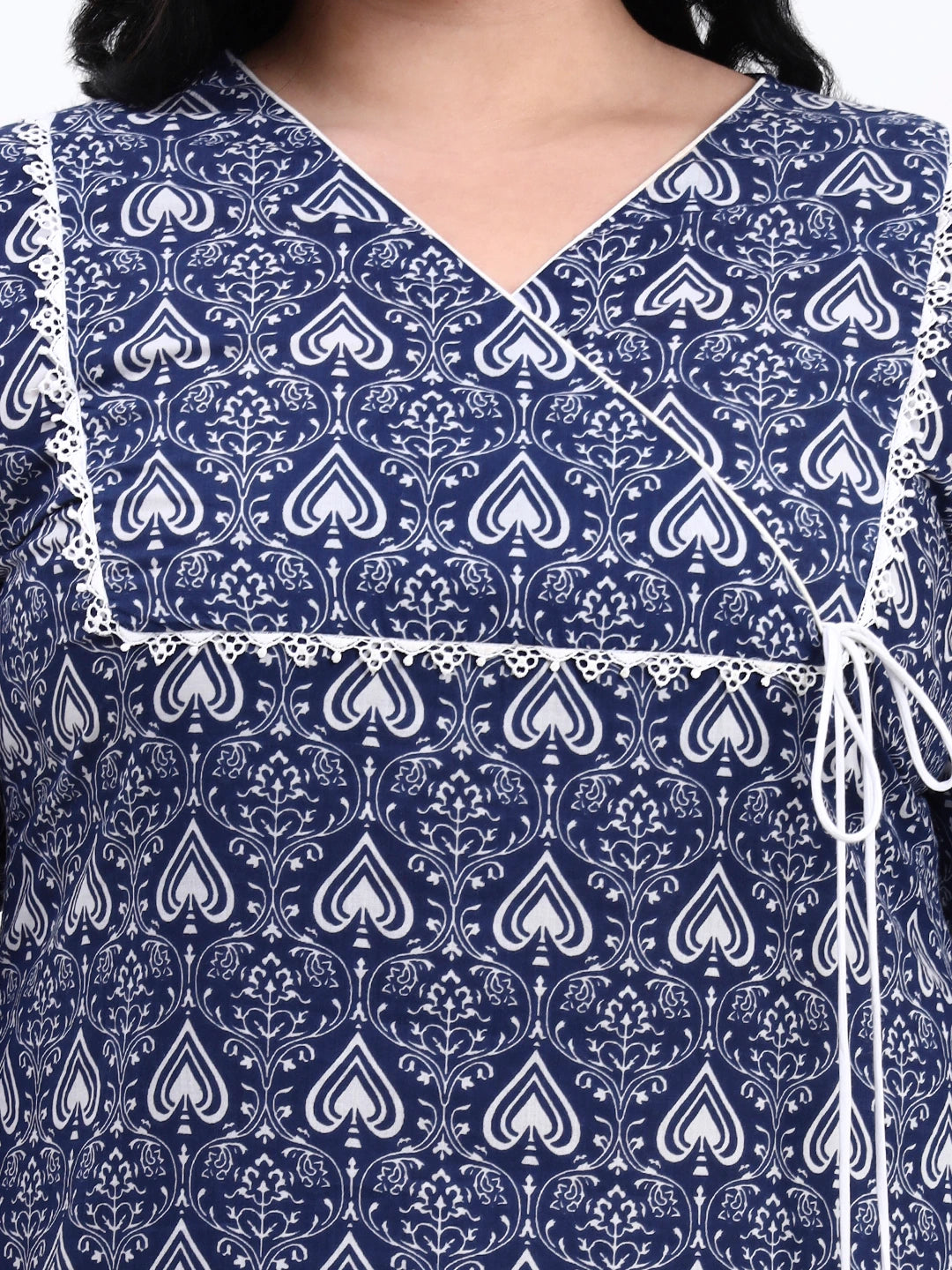 Navy Blue Cotton Straight Kurta Pant Dupatta Set-Yufta Store-7544PSKDNB3XL