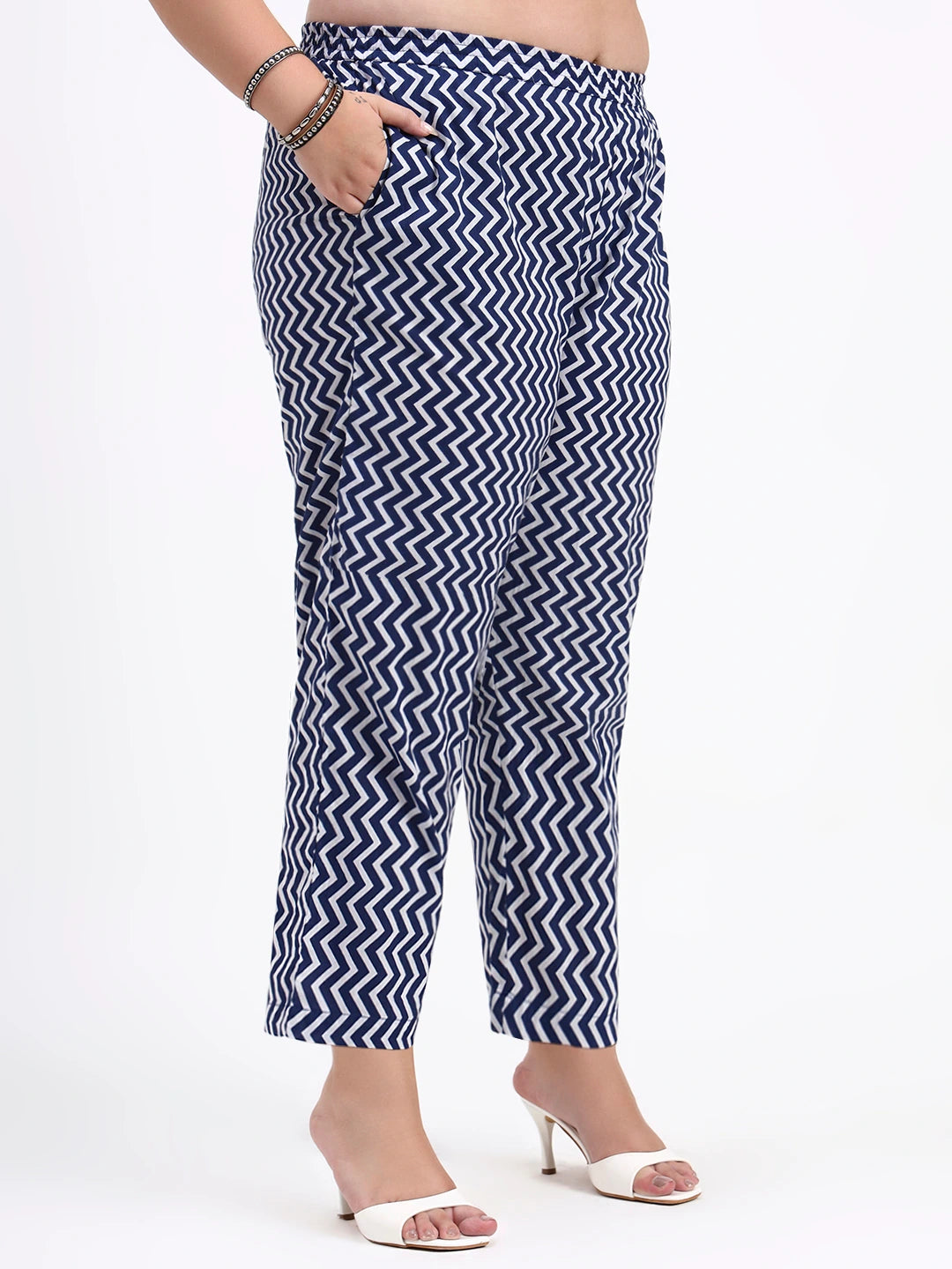 Navy Blue Cotton Straight Kurta Pant Dupatta Set-Yufta Store-7544PSKDNB3XL