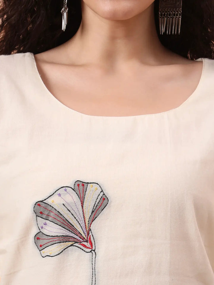 Off-White Handloom Cotton Weaved Kurta Dupatta Pant Set With Cotton Mal Lining-Yufta Store-6331SKDWHM