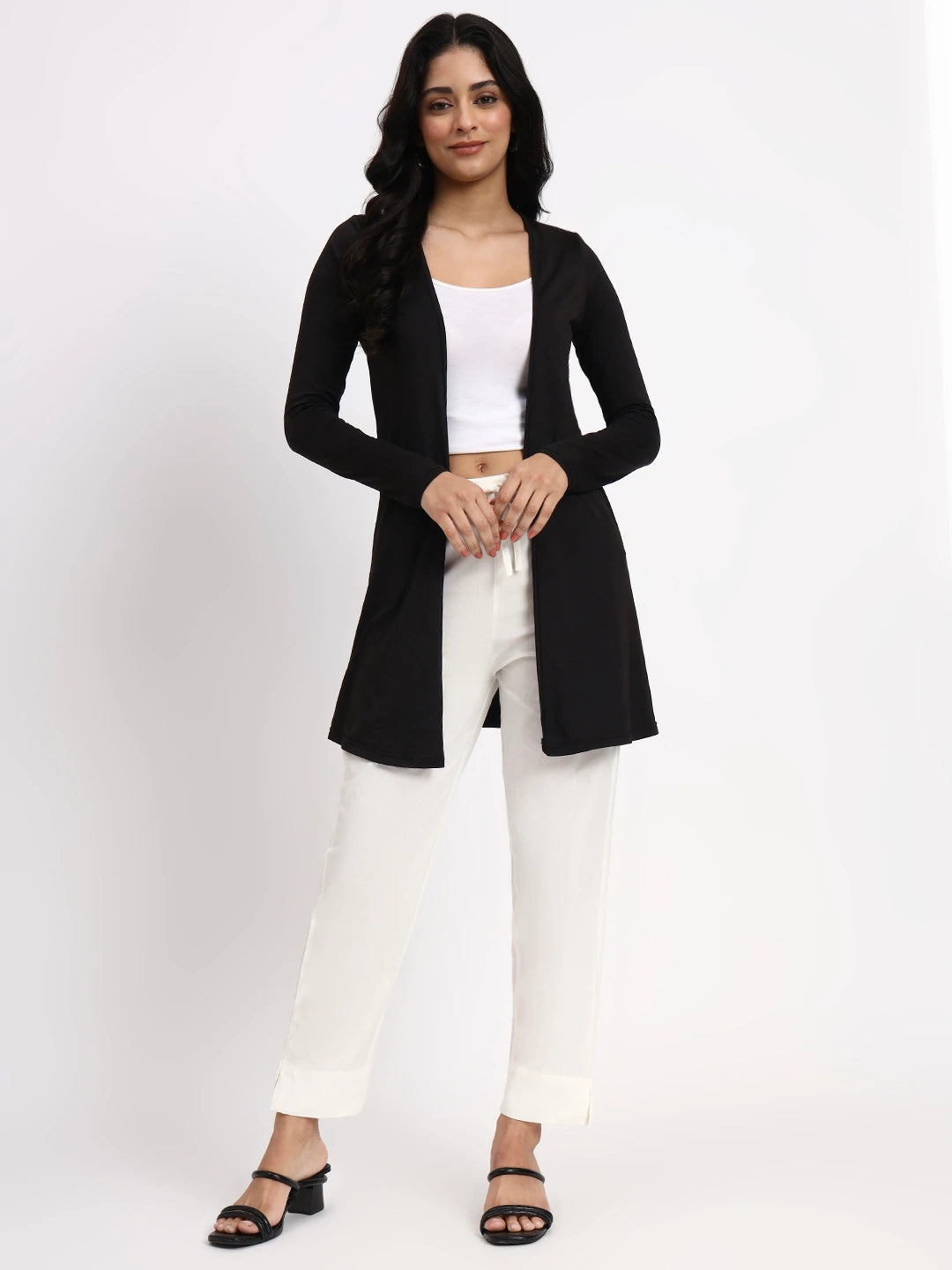 Off White Mid-Rise Ankle-Length Regular Fit Poplin Pants