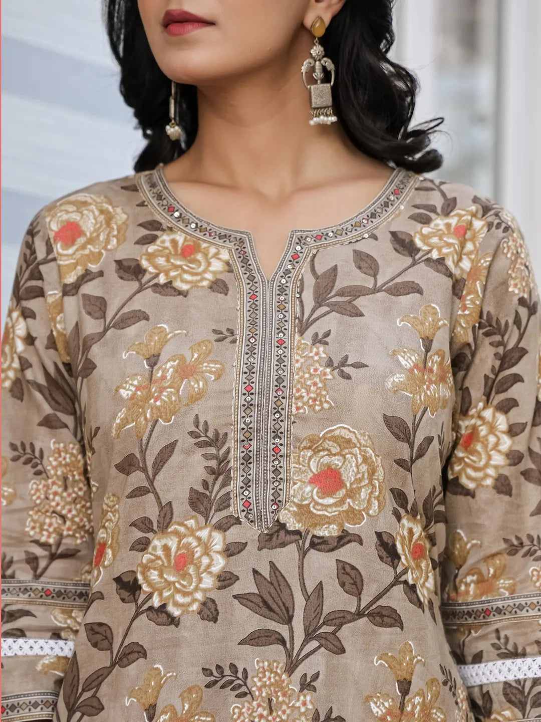 Olive Green Cotton Straight Kurta Set With Handwork-Yufta Store-1838SKDOLM