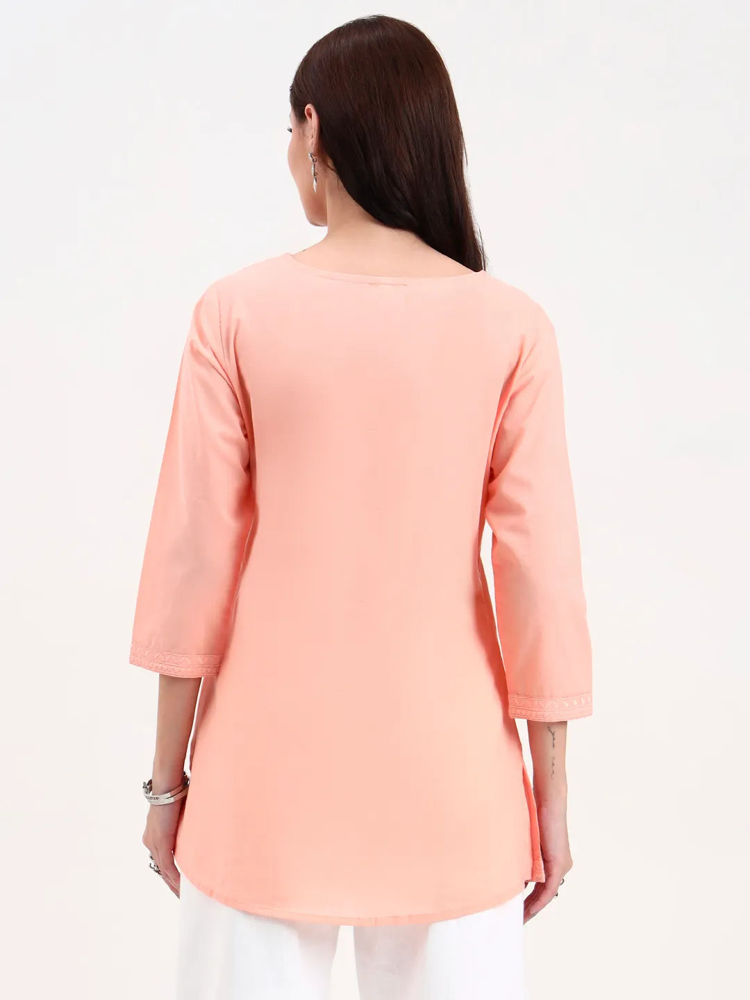 Peach Cotton Straight Peplum Top-Yufta Store-6662TOPPCS