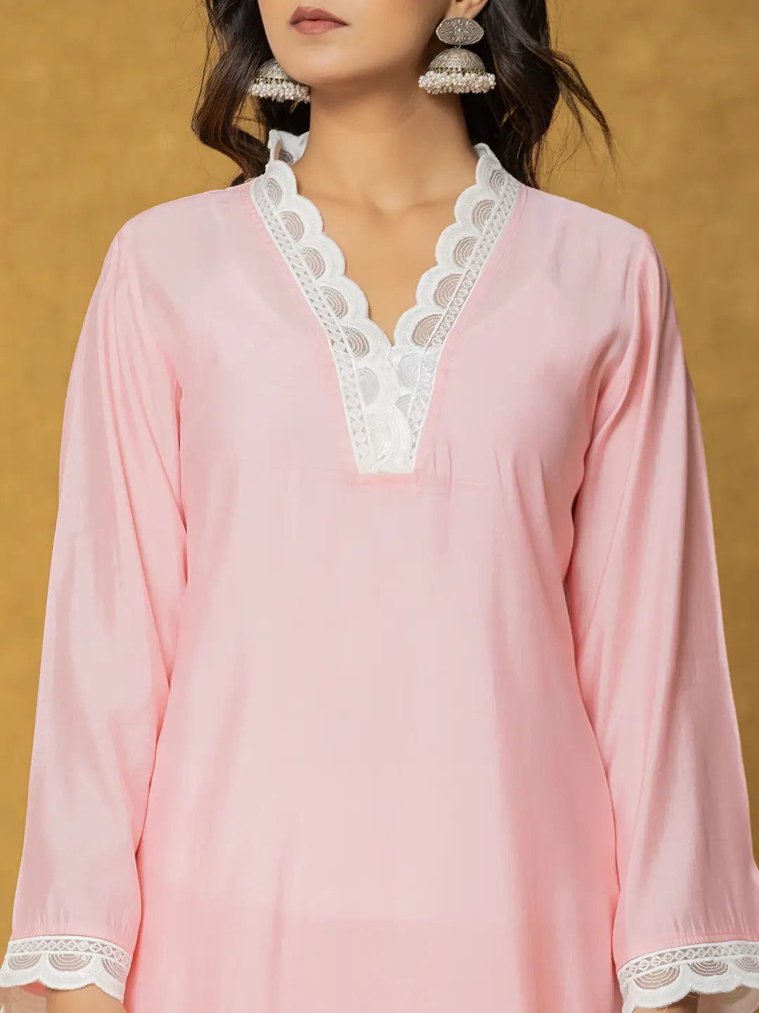 Peach Silk Kurta Set With Palazzo And Dupatta With Cotton Lining-Yufta Store-7330SKDPCS