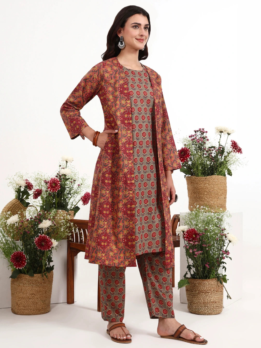Pink Cotton Aline Style Co-Ord Set-Yufta Store-7616CRDPKM