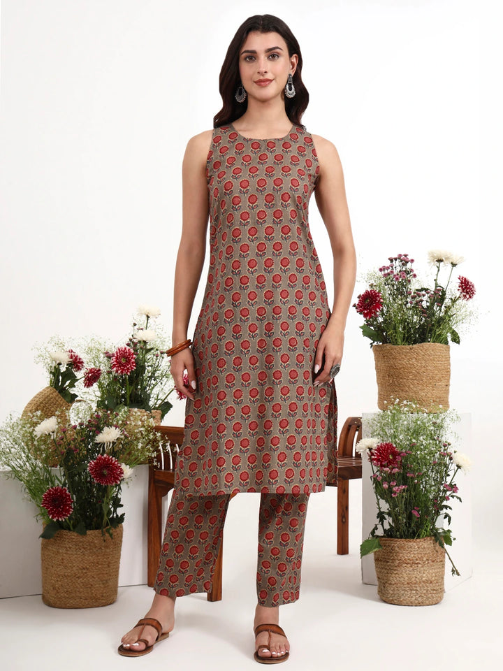 Pink Cotton Aline Style Co-Ord Set-Yufta Store-7616CRDPKM