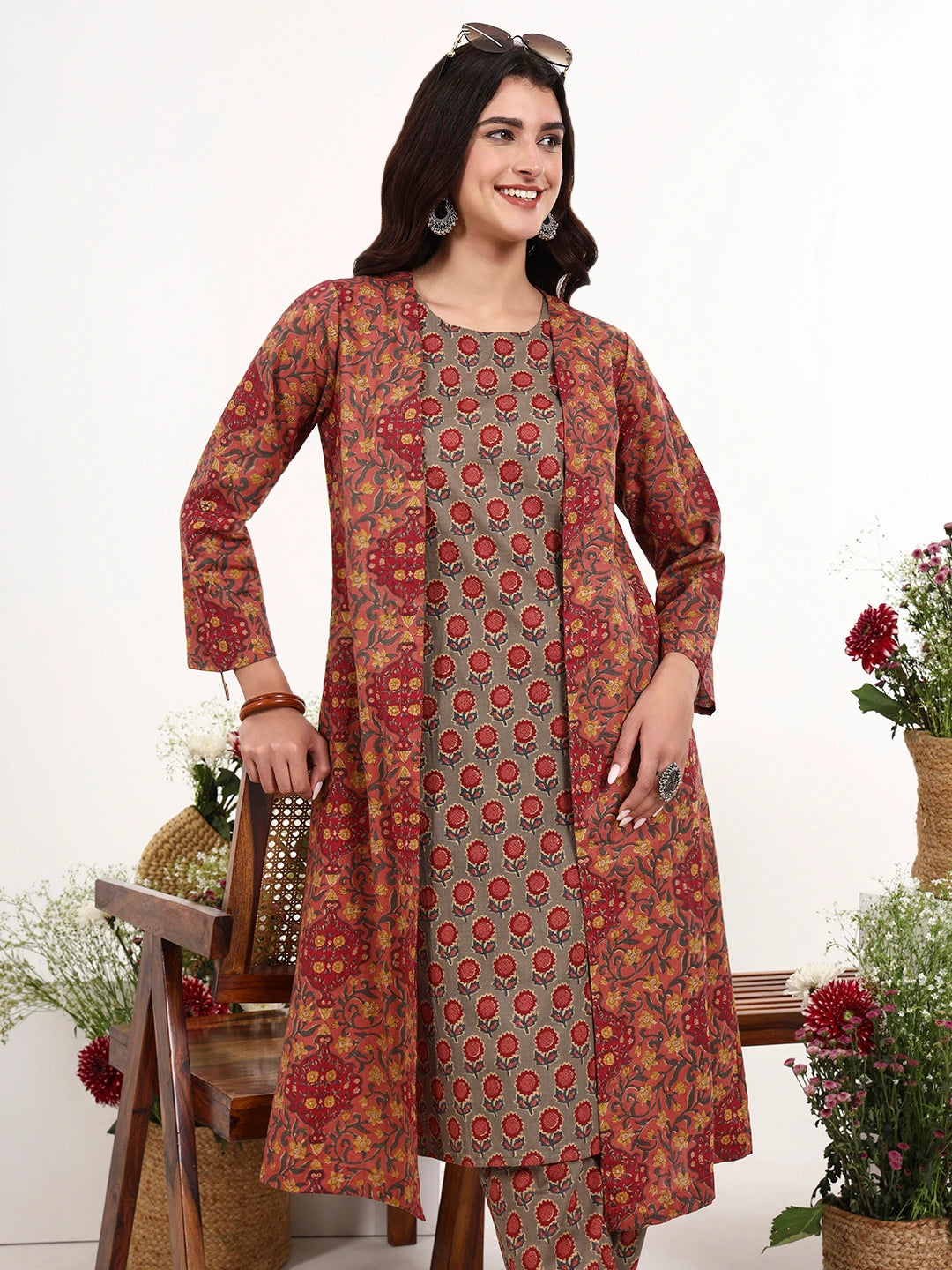 Pink Cotton Aline Style Co-Ord Set-Yufta Store-7616CRDPKM