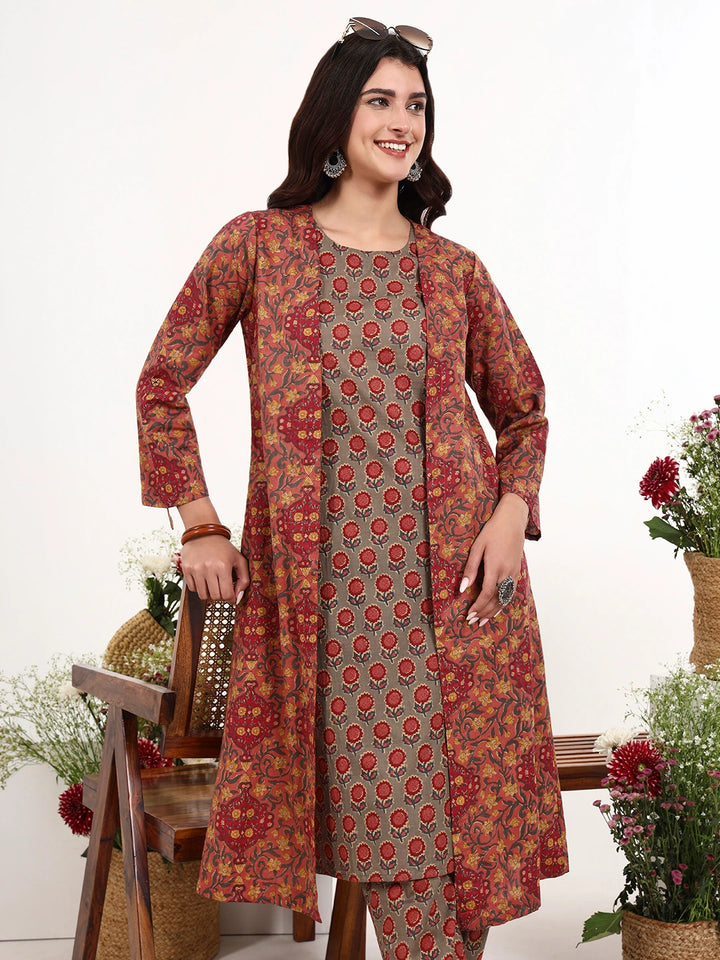 Pink Cotton Aline Style Co-Ord Set-Yufta Store-7616CRDPKM