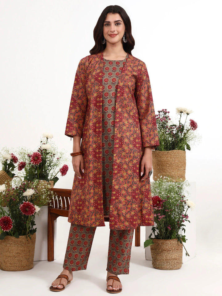 Pink Cotton Aline Style Co-Ord Set-Yufta Store-7616CRDPKM