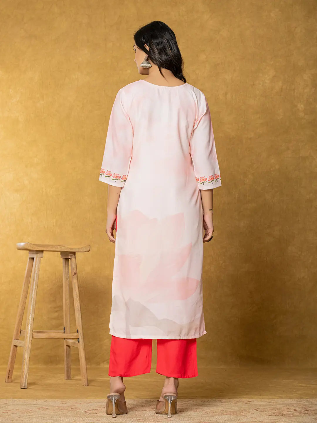 Pink Linen Kurta Dupatta Pant Set-Yufta Store-7314SKDPKS