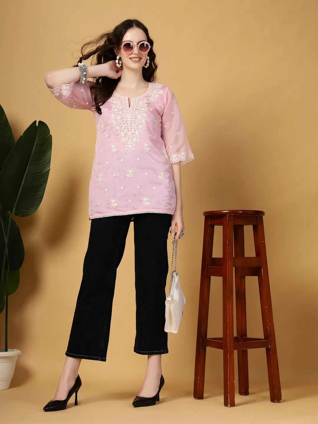 Pink Organza Top-Yufta Store-6463TOPPKS