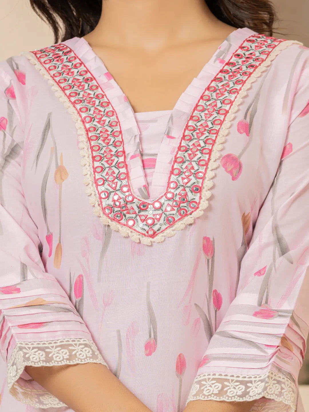 cotton pink kurta dupatta setoffline_sku-12-Yufta Store-7045SKDPKM
