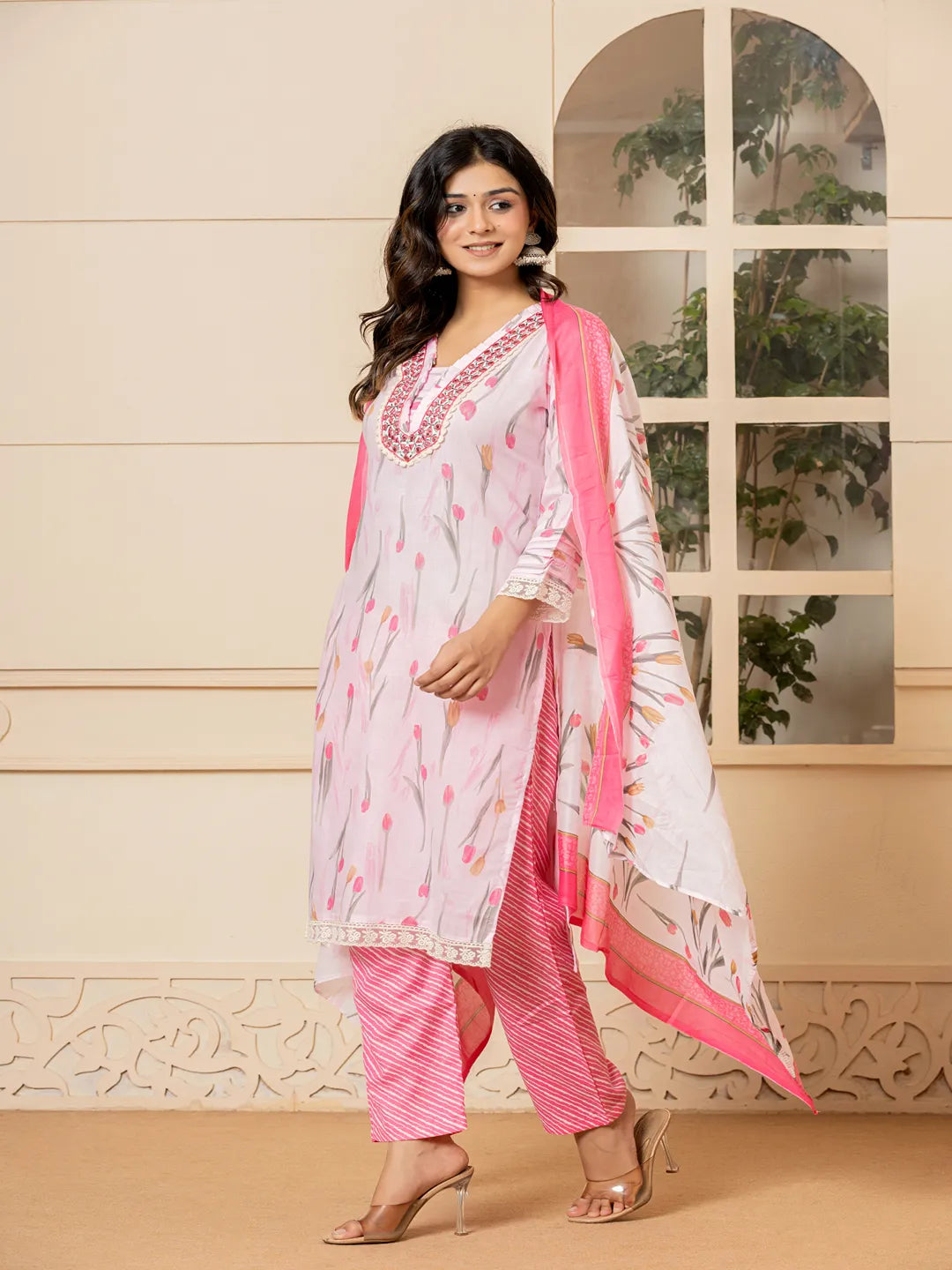 cotton pink kurta dupatta setoffline_sku-12-Yufta Store-7045SKDPKM