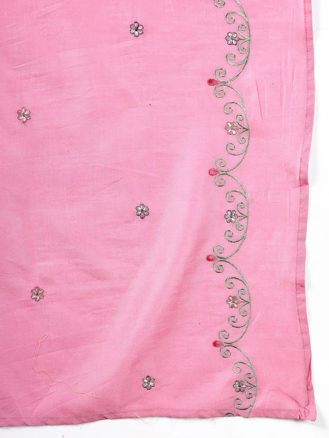 Pink Resham-Embroidery A-Line Chanderi Silk Kurta Palazzo Dupatta Set-Yufta Store-6760SKDPKM