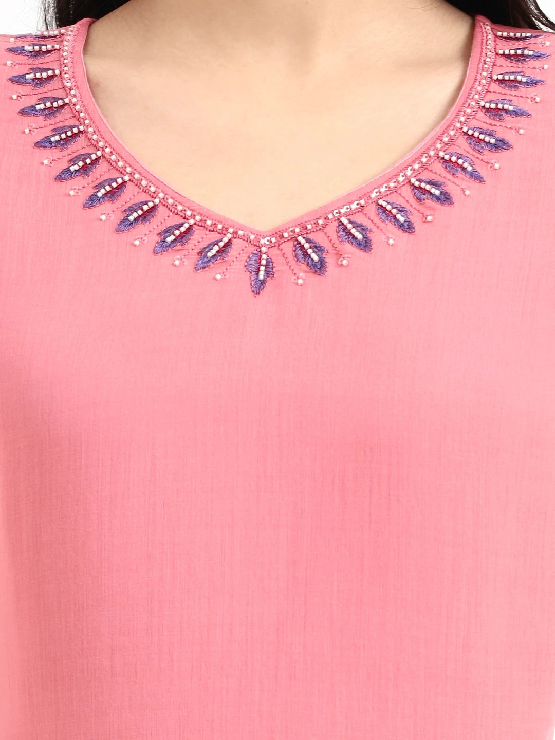 Pink Solid Straight Style Chanderi Silk Lining Kurta Trouser Dupatta Set