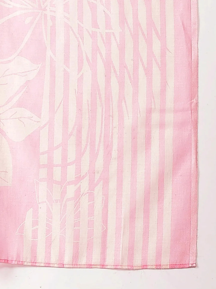 Pink Solid Thread Work Straight Kurta Trouser Dupatta Set-Yufta Store-6468SKDPKM