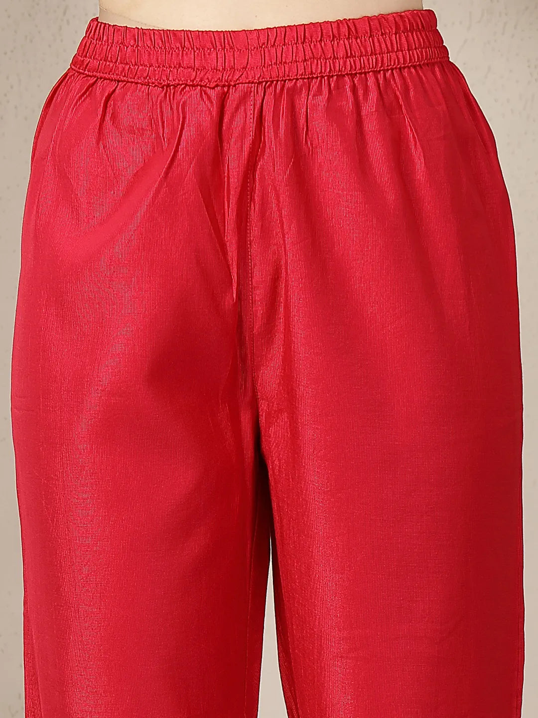 Pink Vatican Silk Dori Embroidery Mirror Work Kurta Trouser Dupatta Set