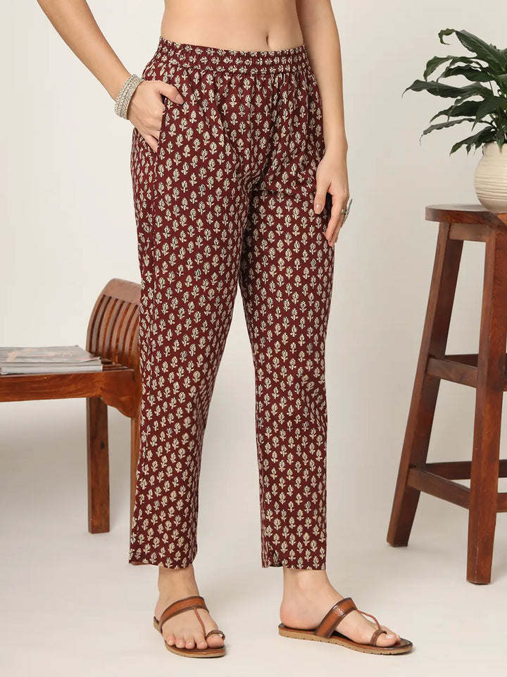 Piping On Yoke Floral Print Blue Cotton Kurta Set With Dupatta Set-Yufta Store-6881SKDBLS