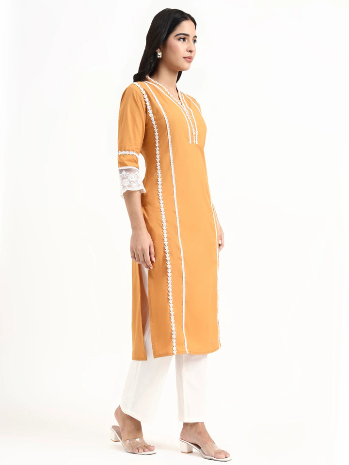 Premium Cotton Poplin Bronze Kurta Dupatta Pant Set-Yufta Store-6417SKDBRM