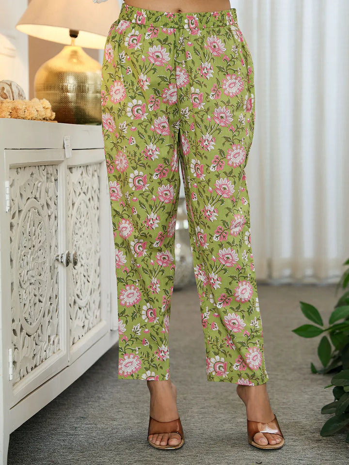 Pure Cotton Green Anarkali Kurta Dupatta Set With Lacework-Yufta Store-6020SKDGRM