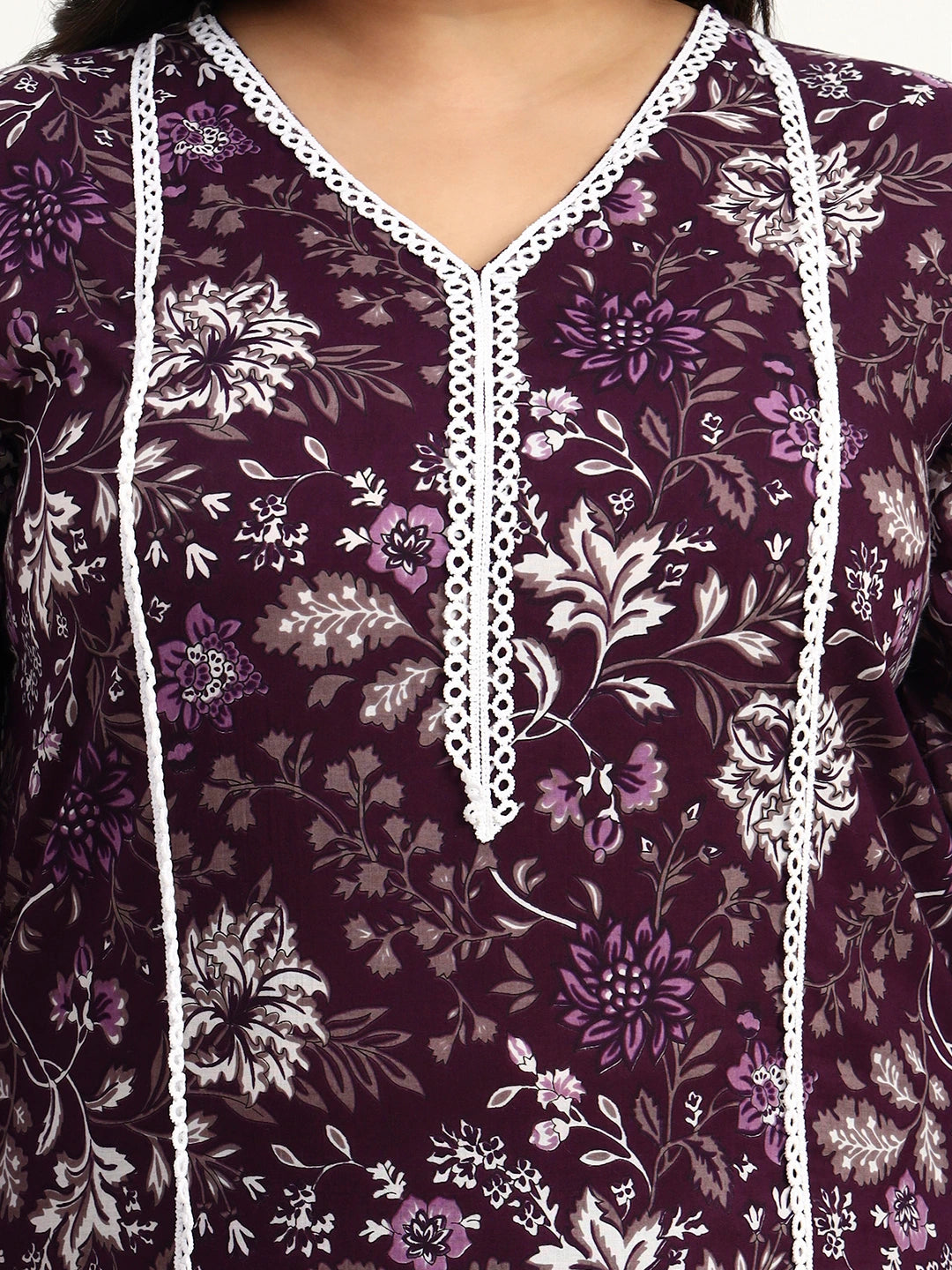 Purple Cotton Straight Kurta Dupatta Set (Plus Size)-Yufta Store-1809PSKDPR3XL
